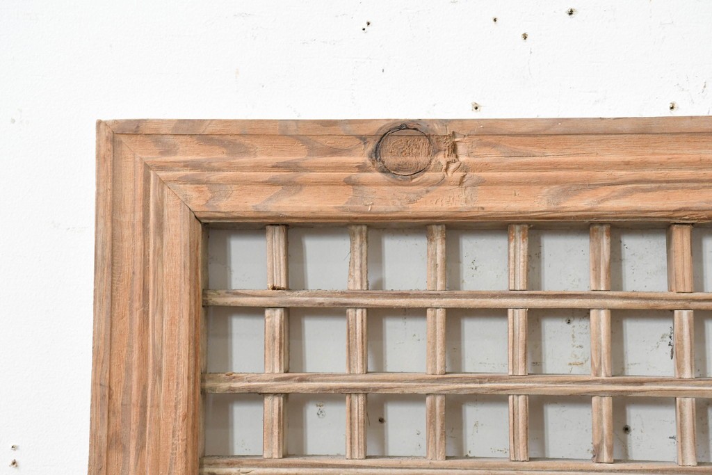 中国アンティーク建具　1900年頃　李朝風建具　均整の取れた格子意匠が魅力の窓2枚(1対)セット　(R-089935)