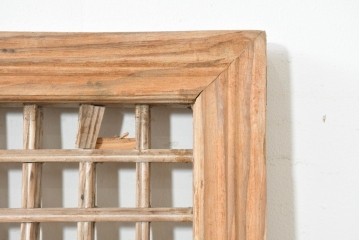 中国アンティーク建具　1900年頃　李朝風建具　均整の取れた格子意匠が魅力の窓2枚(1対)セット　(R-089935)