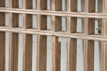 中国アンティーク建具　1900年頃　李朝風建具　均整の取れた格子意匠が魅力の窓2枚(1対)セット　(R-089935)