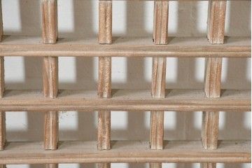中国アンティーク建具　1900年頃　李朝風建具　均整の取れた格子意匠が魅力の窓2枚(1対)セット　(R-089935)
