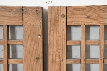 中国アンティーク建具　1900年頃　李朝風建具　均整の取れた格子意匠が魅力の窓2枚(1対)セット　(R-089937)