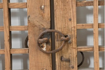 中国アンティーク建具　1900年頃　李朝風建具　均整の取れた格子意匠が魅力の窓2枚(1対)セット　(R-089937)