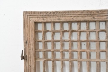 中国アンティーク建具　1900年頃　李朝風建具　均整の取れた格子意匠が魅力の窓2枚(1対)セット　(R-089938)