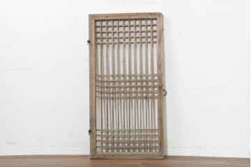 中国アンティーク建具　1900年頃　李朝風建具　規則正しい格子意匠が魅力の窓1枚　(R-089940)