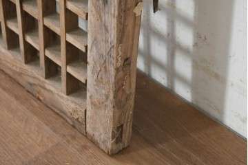 中国アンティーク建具　1900年頃　李朝風建具　規則正しい格子意匠が魅力の窓1枚　(R-089940)