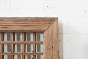 中国アンティーク建具　李朝風建具　素朴な木味と格子意匠を楽しめる窓1枚　(R-089941)