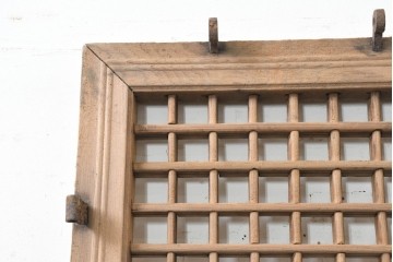 中国アンティーク建具　1900年頃　端正な格子組みが趣深い両開き戸2枚(1対)セット　(R-089949)