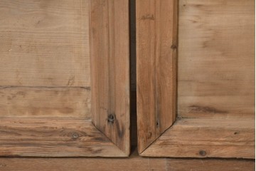中国アンティーク建具　1900年頃　端正な格子組みが趣深い両開き戸2枚(1対)セット　(R-089949)
