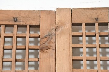 中国アンティーク建具　1900年頃　端正な格子組みが趣深い両開き戸2枚(1対)セット　(R-089949)