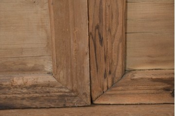 中国アンティーク建具　1900年頃　端正な格子組みが趣深い両開き戸2枚(1対)セット　(R-089950)