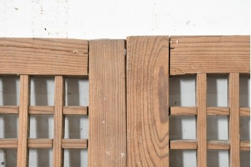 中国アンティーク建具　1900年頃　李朝風建具　均整の取れた格子意匠が魅力の窓2枚(1対)セット　(R-089955)