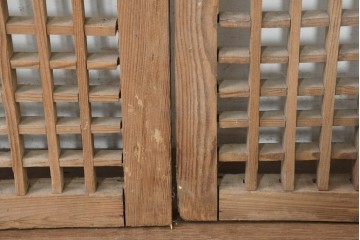 中国アンティーク建具　1900年頃　李朝風建具　均整の取れた格子意匠が魅力の窓2枚(1対)セット　(R-089955)