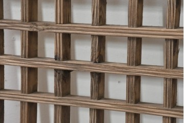中国アンティーク建具　1900年頃　李朝風建具　均整の取れた格子意匠が魅力の窓2枚(1対)セット　(R-089956)