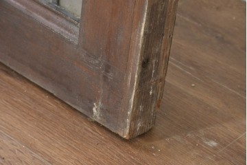 イギリスアンティーク建具　1920年頃　格子意匠が端正なステンドグラス入りフィックス窓1枚　(R-089961)