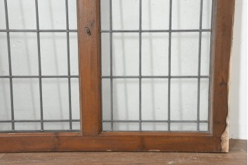 イギリスアンティーク建具　1920年頃　格子意匠が端正なステンドグラス入りフィックス窓1枚　(R-089962)