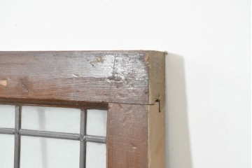 イギリスアンティーク建具　1920年頃　格子意匠が端正なステンドグラス入りフィックス窓1枚　(R-089962)