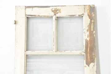 フランスアンティーク建具　1900年頃　庭園を描いた美しいエッチングガラス入りドア1枚　(R-089963)