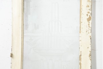 フランスアンティーク建具　1900年頃　庭園を描いた美しいエッチングガラス入りドア1枚　(R-089963)