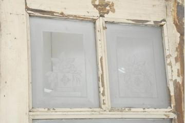 フランスアンティーク建具　1900年頃　庭園を描いた美しいエッチングガラス入りドア1枚　(R-089963)
