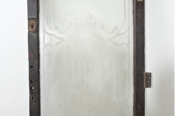 イギリスアンティーク建具　1920年頃　優美な装飾模様のエッチングガラス入りドア1枚　(R-089965)