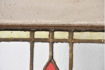 イギリスアンティーク建具　1930年頃　植物モチーフが美しいステンドグラス入り窓1枚　(R-089968)