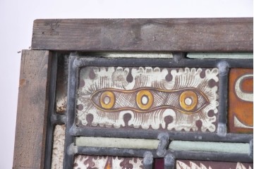 フランスアンティーク建具　1900年頃　エナメル絵付け　神の子羊を描いた荘厳なステンドグラス1枚　(R-089970)