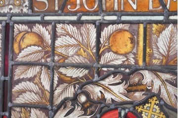 フランスアンティーク建具　1900年頃　エナメル絵付け　神の子羊を描いた荘厳なステンドグラス1枚　(R-089970)