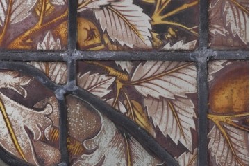 フランスアンティーク建具　1900年頃　エナメル絵付け　神の子羊を描いた荘厳なステンドグラス1枚　(R-089970)