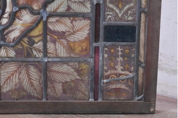 フランスアンティーク建具　1900年頃　エナメル絵付け　神の子羊を描いた荘厳なステンドグラス1枚　(R-089970)