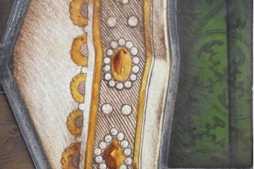 フランスアンティーク建具　1900年頃　エナメル絵付け　聖人を描いた荘厳なステンドグラス2枚セット　(R-089976)