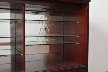 中古　美品　筑後民芸　川野工芸　力強く美しい木目が際立つ飾り棚　(R-089988)