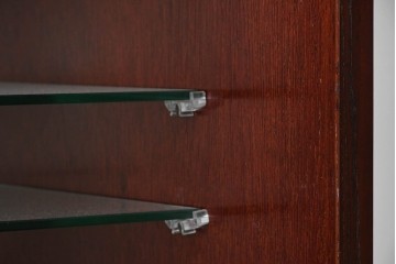 中古　美品　筑後民芸　川野工芸　力強く美しい木目が際立つ飾り棚　(R-089988)