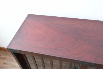 中古　美品　筑後民芸　川野工芸　力強く美しい木目が際立つ飾り棚　(R-089988)