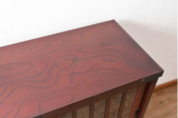 中古　美品　筑後民芸　川野工芸　力強く美しい木目が際立つ飾り棚　(R-089988)