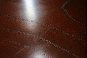 中古　美品　筑後民芸　川野工芸　力強く美しい木目が際立つ飾り棚　(R-089988)