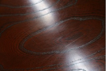 中古　美品　筑後民芸　川野工芸　力強く美しい木目が際立つ飾り棚　(R-089988)