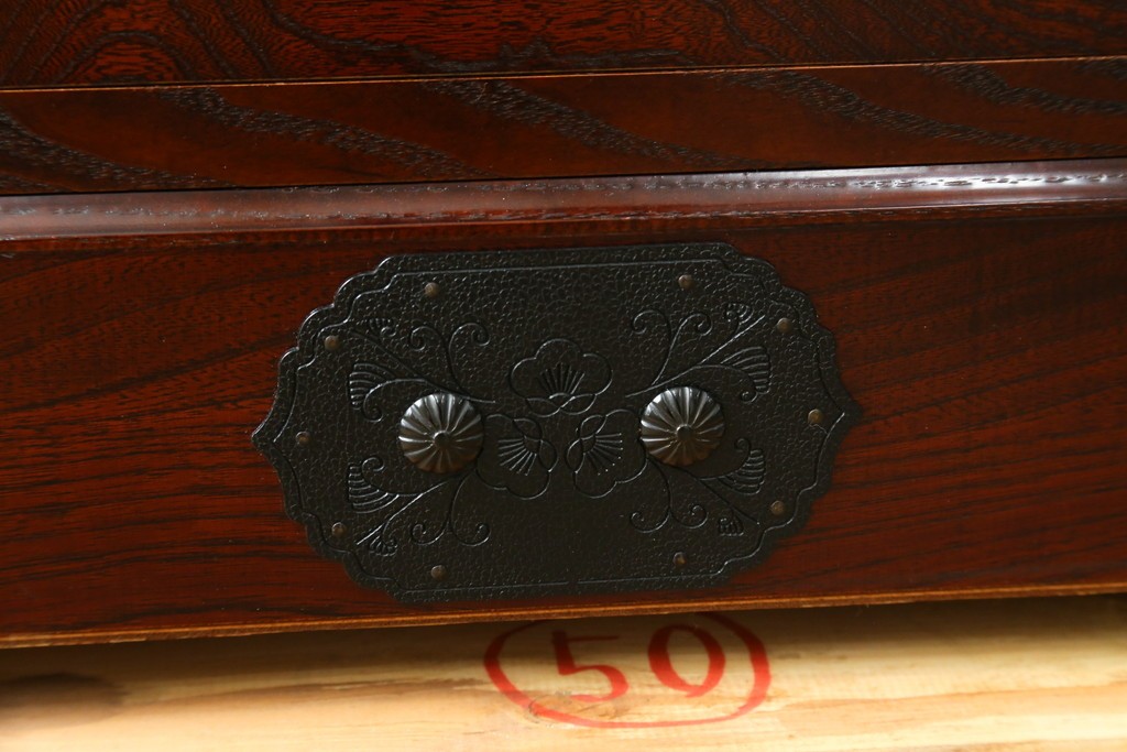 中古　美品　筑後民芸　川野工芸　力強く美しい木目が際立つ飾り棚　(R-089988)