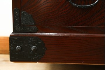 中古　美品　筑後民芸　川野工芸　力強く美しい木目が際立つ飾り棚　(R-089988)