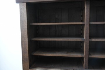 中古　美品　職人手作り品　タモ材　ダイナミックで美しい木目の水屋箪笥　(R-089989)