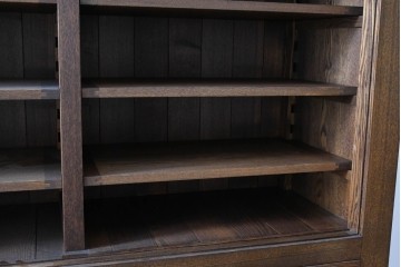 中古　美品　職人手作り品　タモ材　ダイナミックで美しい木目の水屋箪笥　(R-089989)