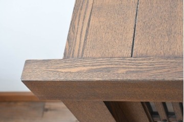 中古　美品　職人手作り品　タモ材　水屋箪笥上段　繊細で整然と並ぶ格子戸が魅力の収納棚　(R-089990)