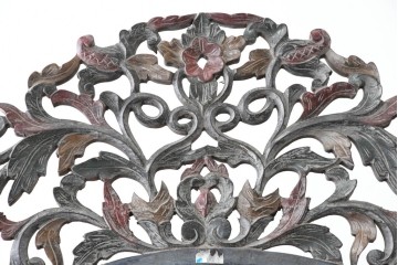 アジアンヴィンテージ　バリ　チーク材　アーチ型のフォルムと繊細な彫刻が美しいショーケース　(R-090000)