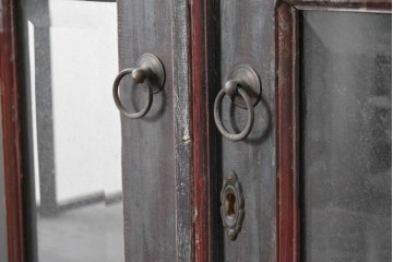 アジアンヴィンテージ　バリ　チーク材　アーチ型のフォルムと繊細な彫刻が美しいショーケース　(R-090000)