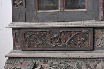 アジアンヴィンテージ　バリ　チーク材　アーチ型のフォルムと繊細な彫刻が美しいショーケース　(R-090000)