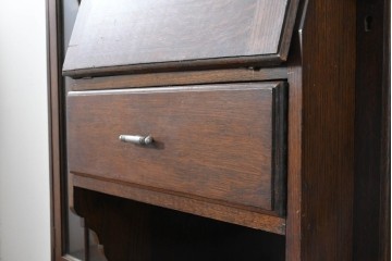 フランスアンティーク　1930年から1940年頃　アールデコ　アーチ型のガラス扉が美しいサイドバイサイドビューローブックケース　(R-090002)