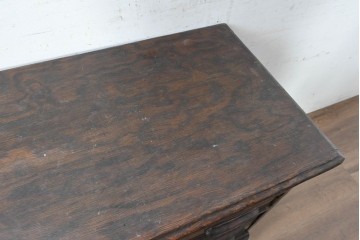 イギリスアンティーク　1930年頃　オーク材　バタフライ天板付きの小振りな片袖机　(R-090003)