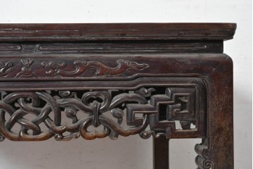中国ヴィンテージ　オリエンタルな透かし彫りが印象的なダイニングテーブル　(R-090011)