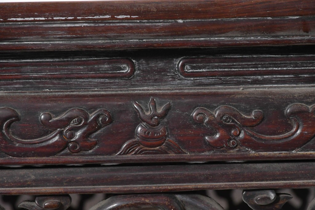 中国ヴィンテージ　オリエンタルな透かし彫りが印象的なダイニングテーブル　(R-090011)