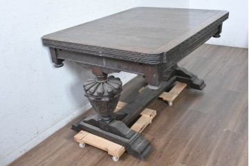 イギリスアンティーク　1930年頃　上手物!!　高級品!!　オーク材　大きなバルボスレッグが存在感を放つドローリーフテーブル　(R-090013)