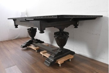 イギリスアンティーク　1930年頃　上手物!!　高級品!!　オーク材　大きなバルボスレッグが存在感を放つドローリーフテーブル　(R-090013)